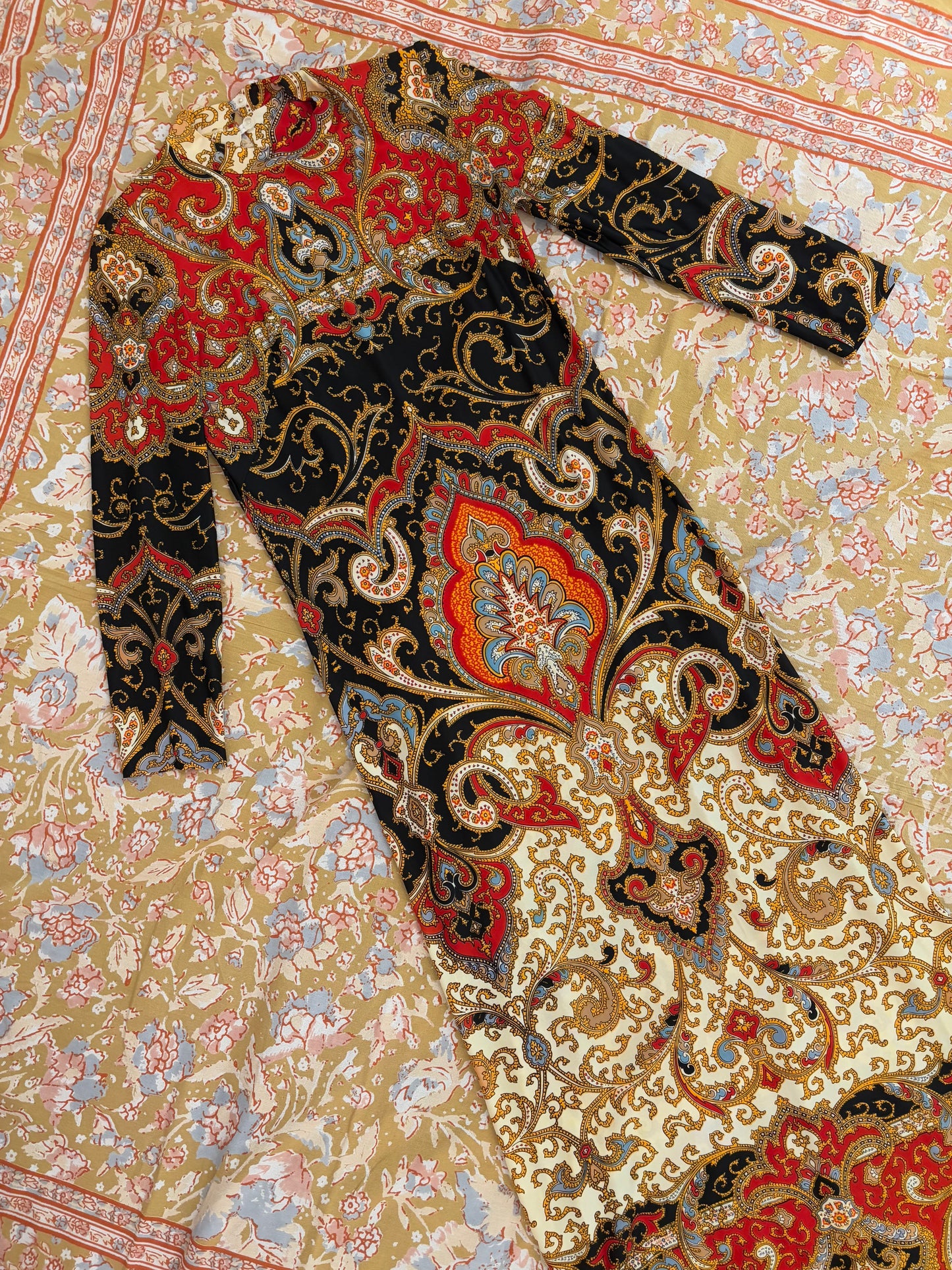 70s Paisley Print Maxi Dress