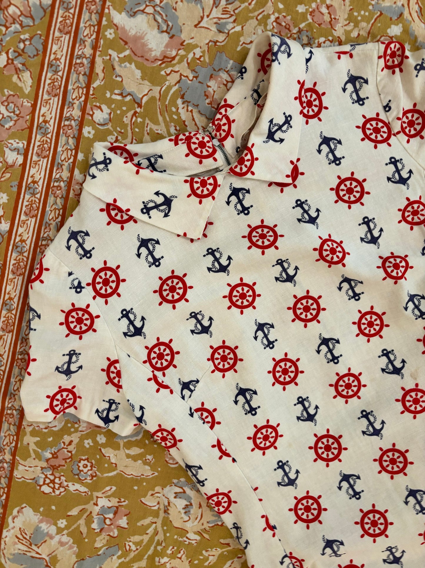 60s Sailor Print Mini Dress