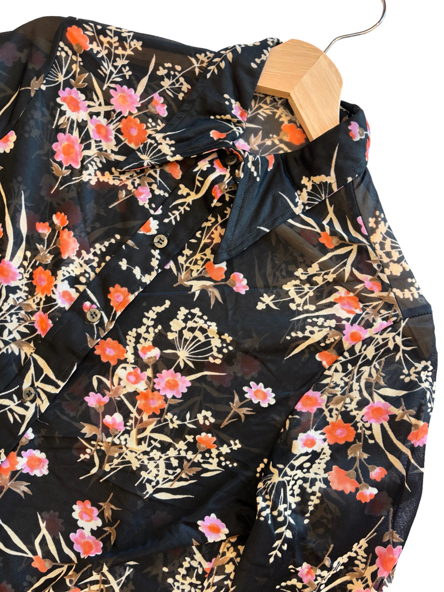 70s Sheer Floral Shirt