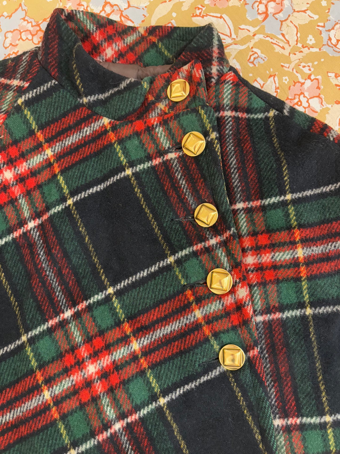 60s Madeline Plaid Cape