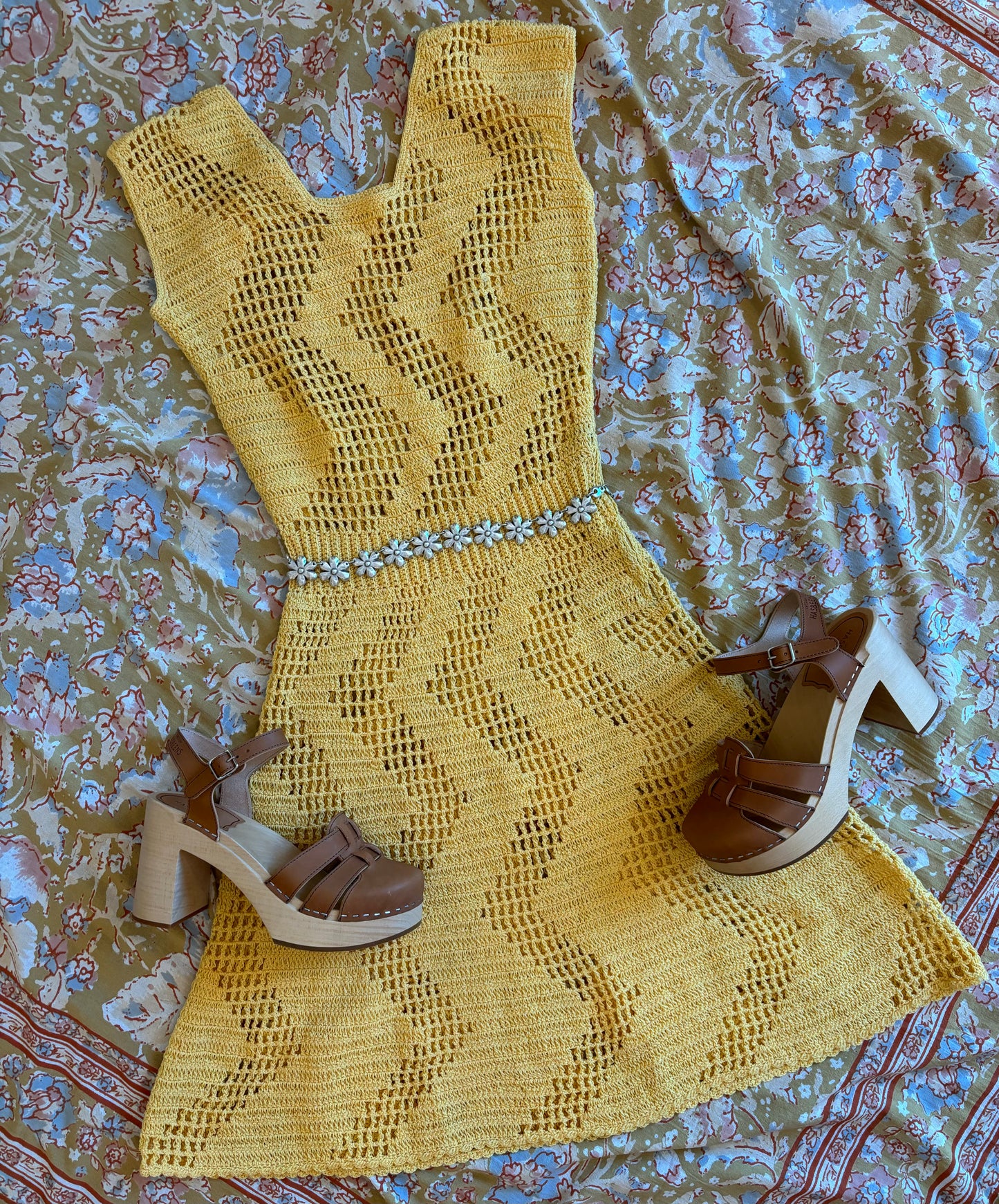 70s Mini Crochet Dress