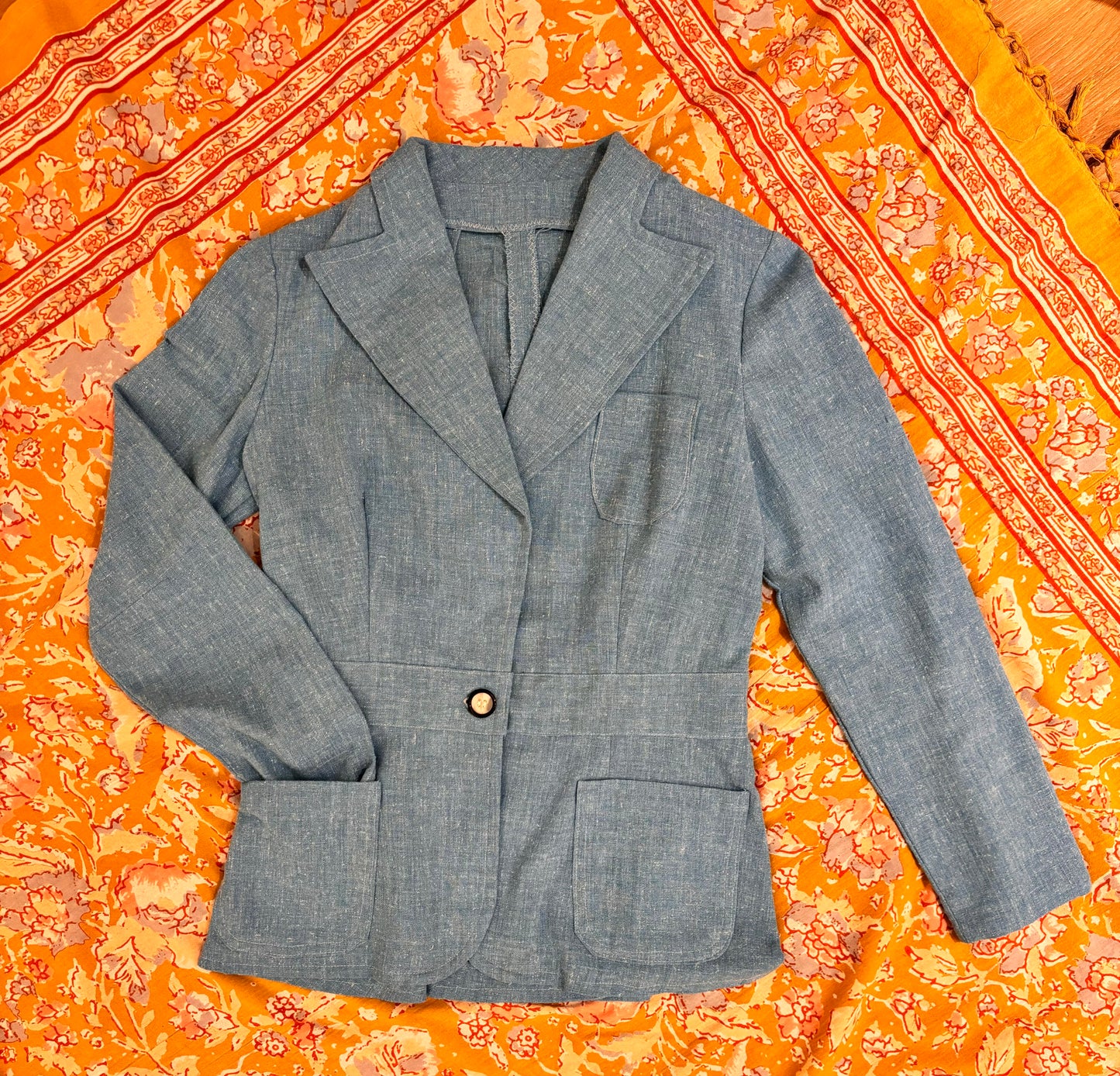 70s Blue Linen Jacket