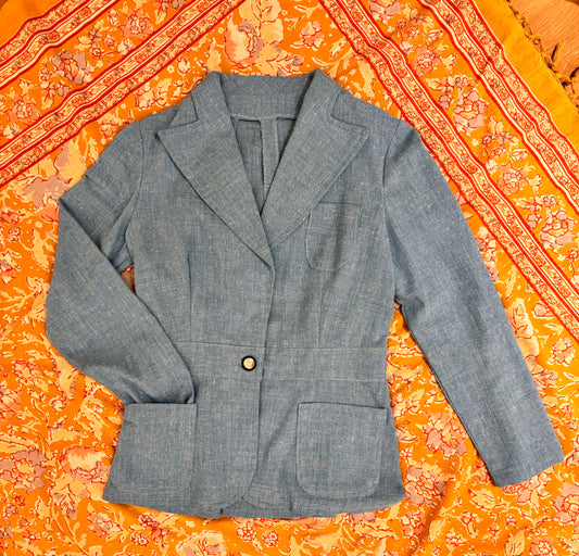 70s Blue Linen Jacket