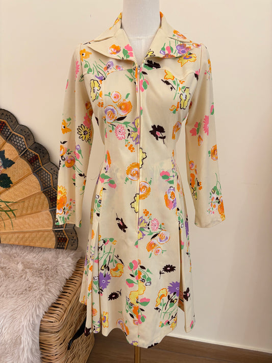 1970s Springtime Swing Dress