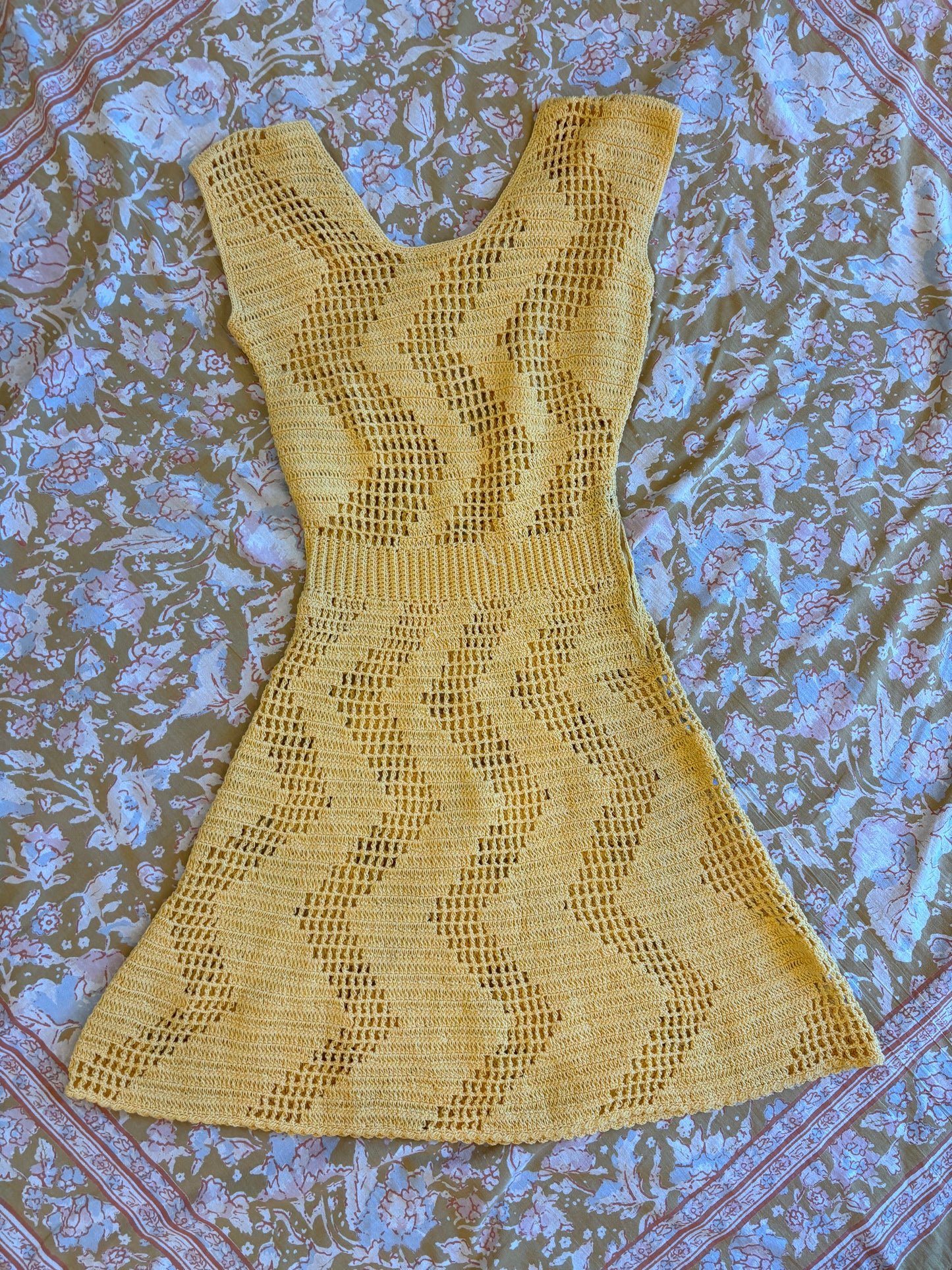 70s Mini Crochet Dress