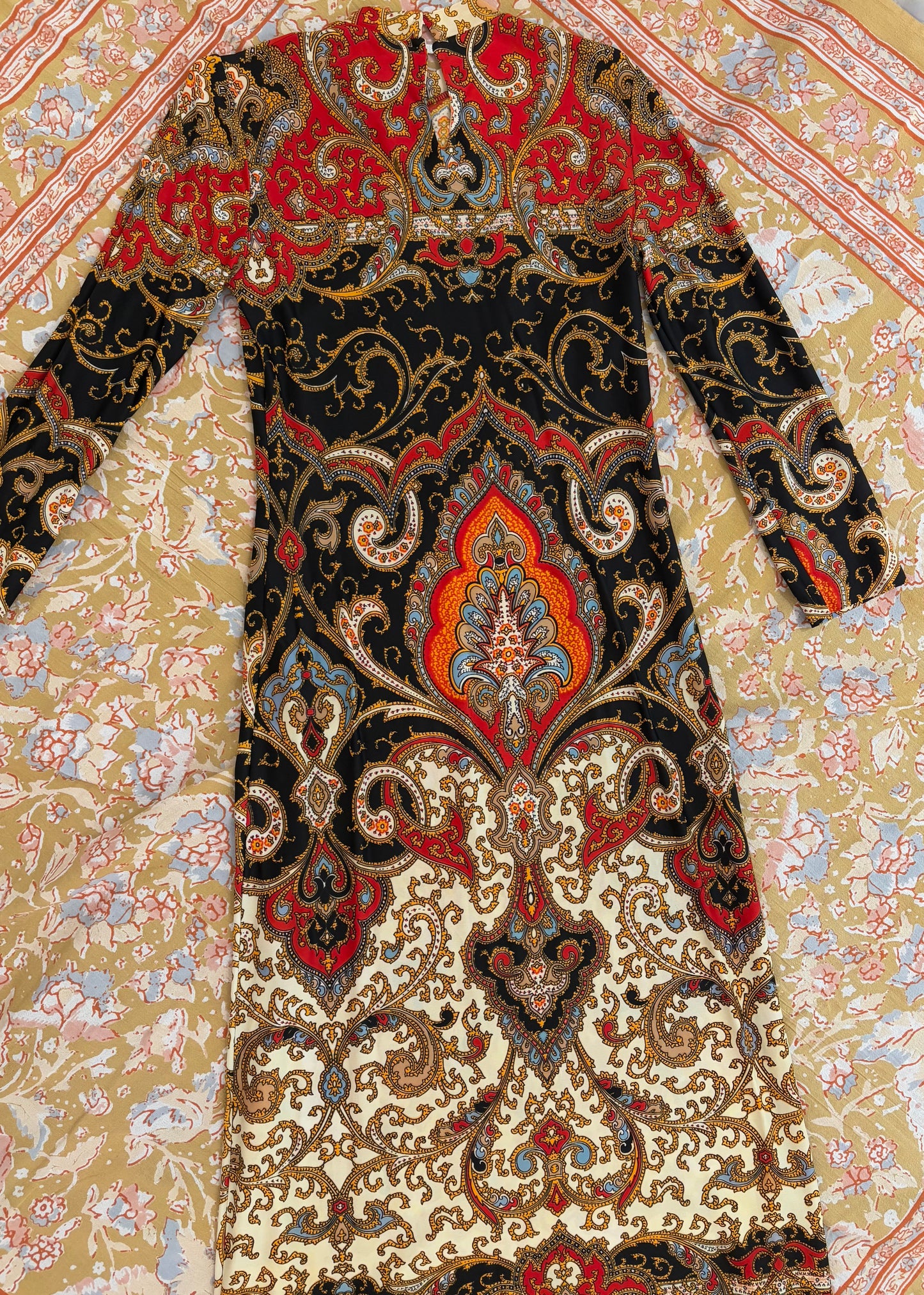 70s Paisley Print Maxi Dress