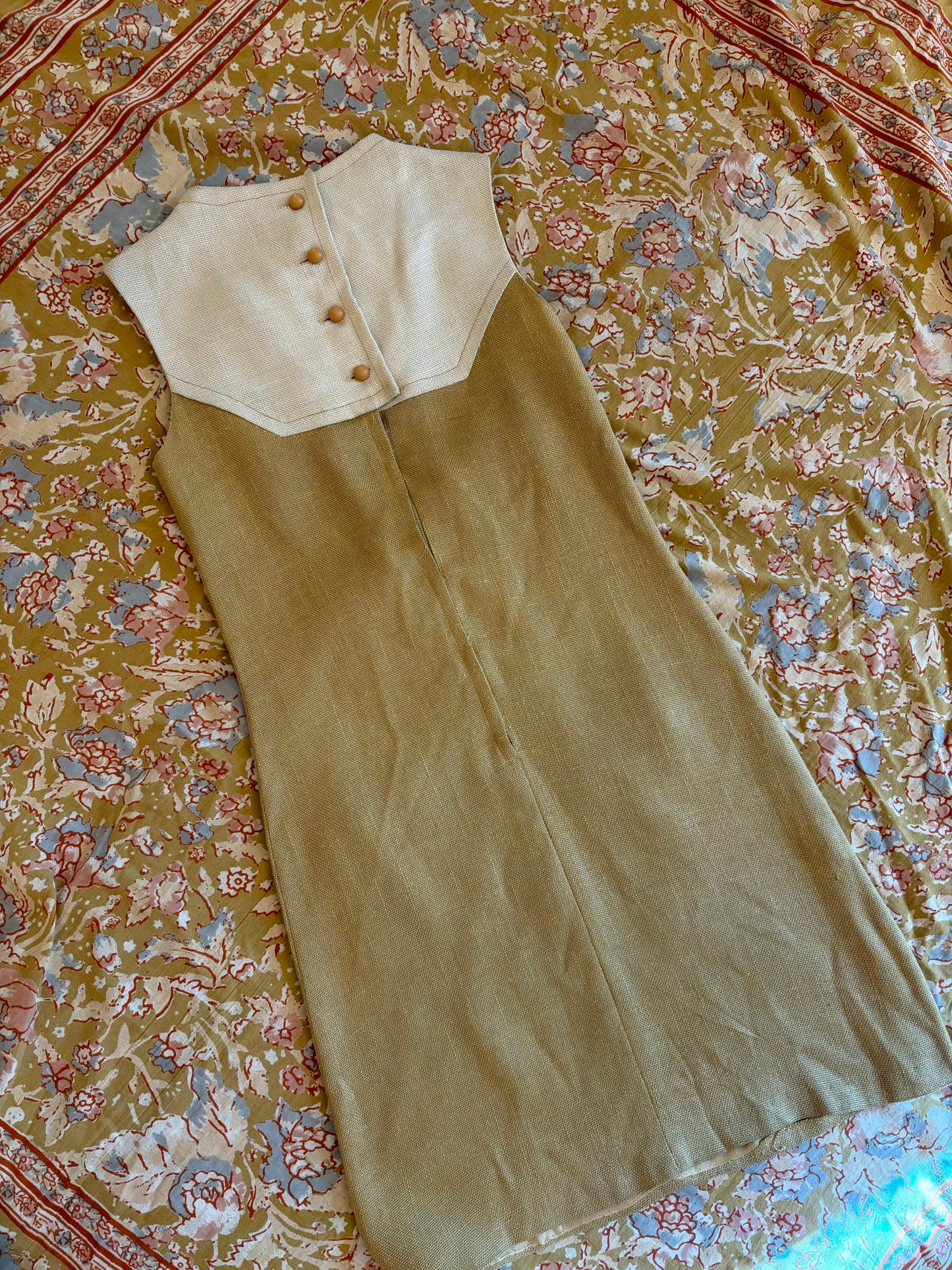 60s Two Toned Linen Dress
