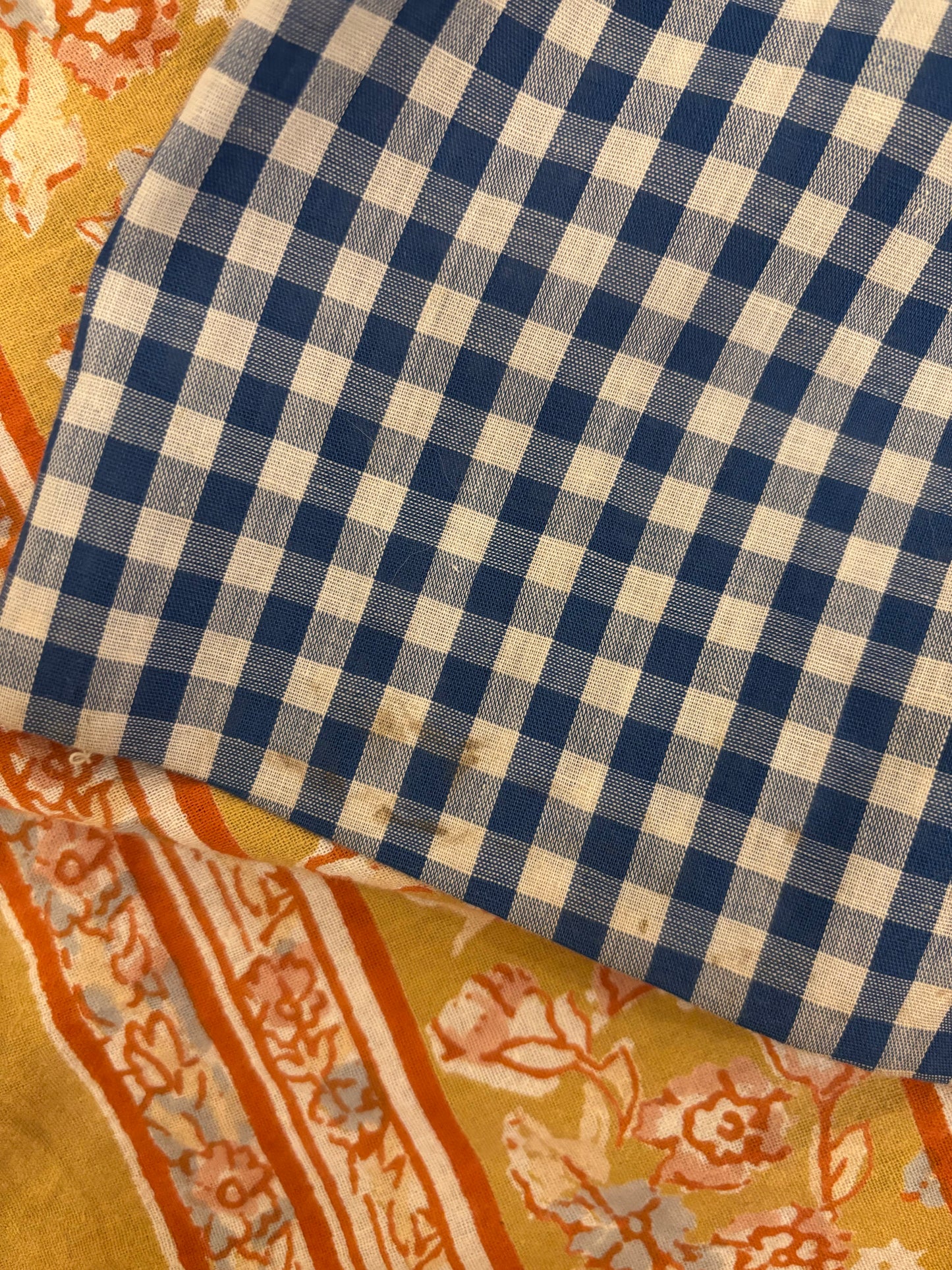 70s Blue Gingham Maxi Dress