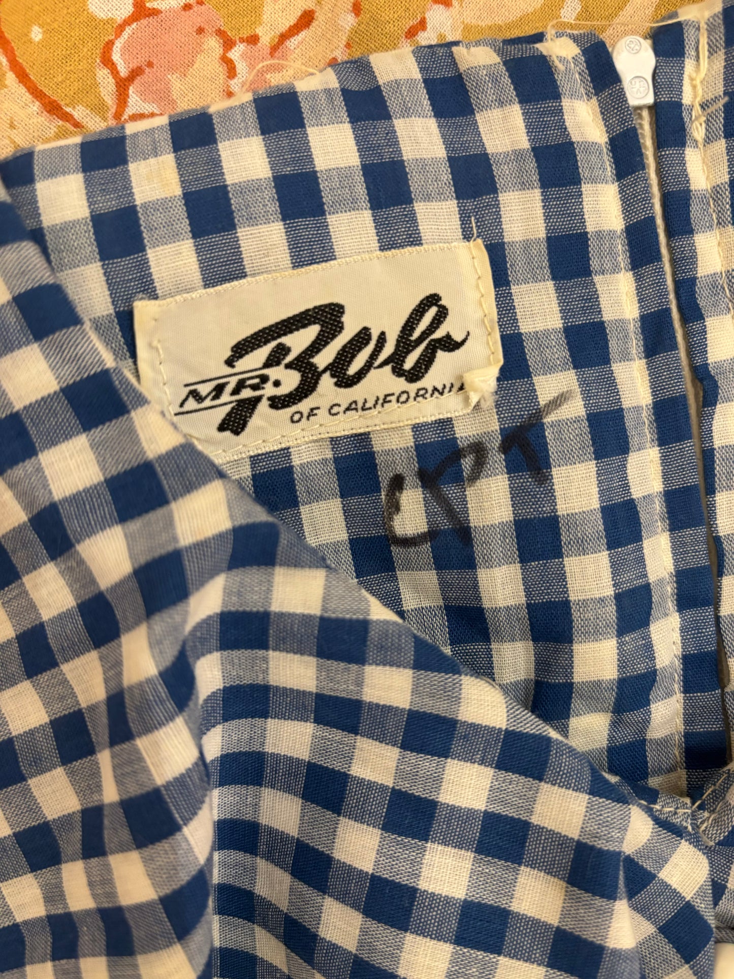 70s Blue Gingham Maxi Dress