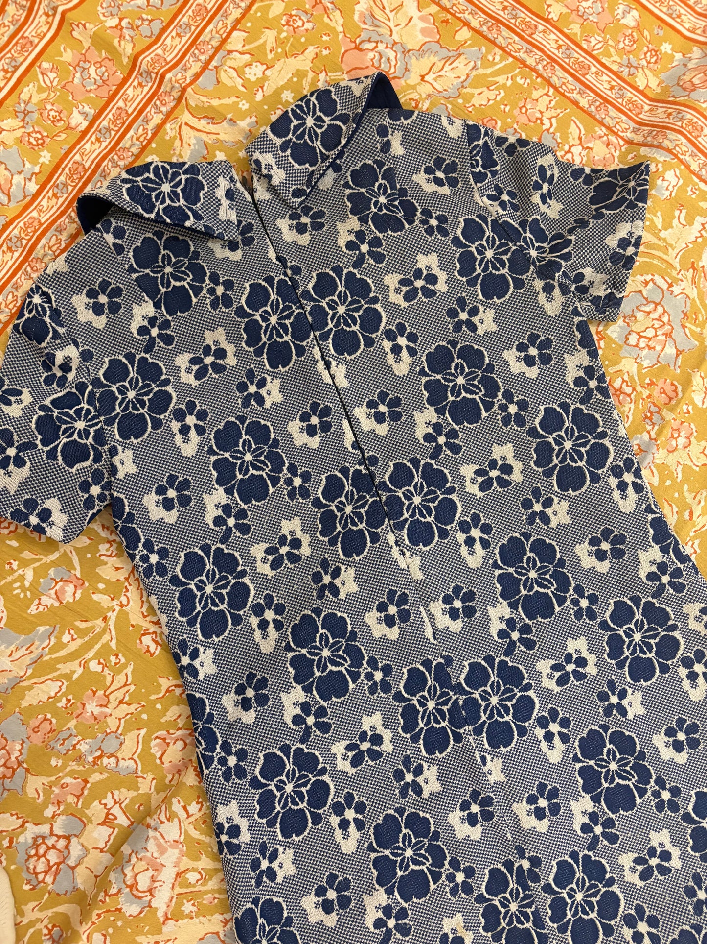 60s Navy Blossom Shift Dress