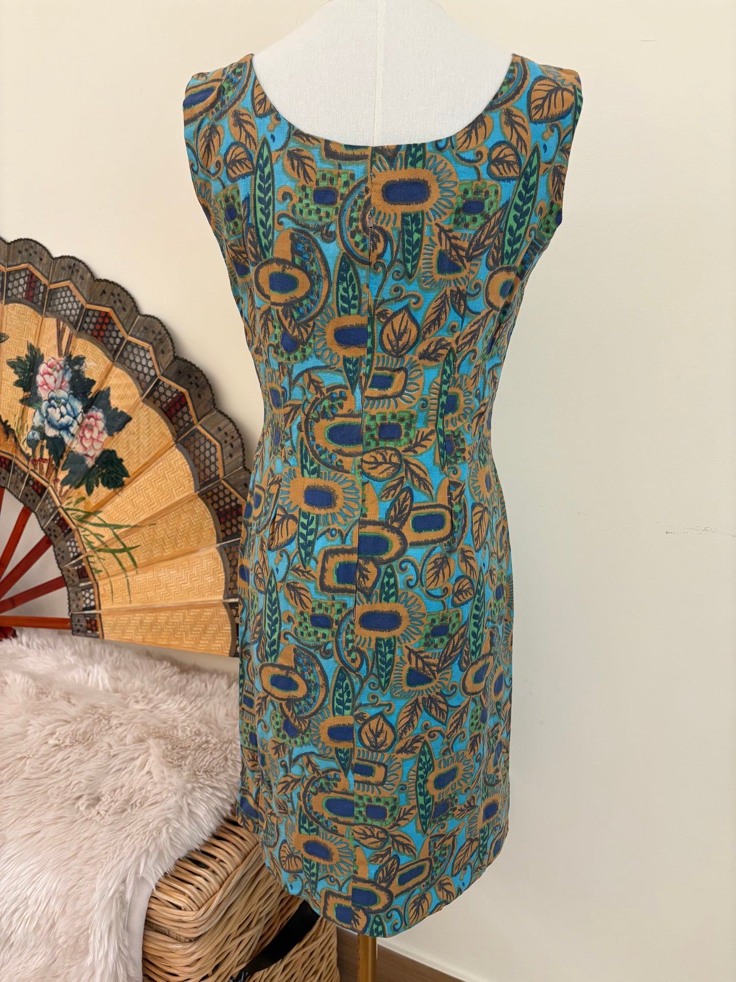 1960s Rustic Bloom Shift Dress