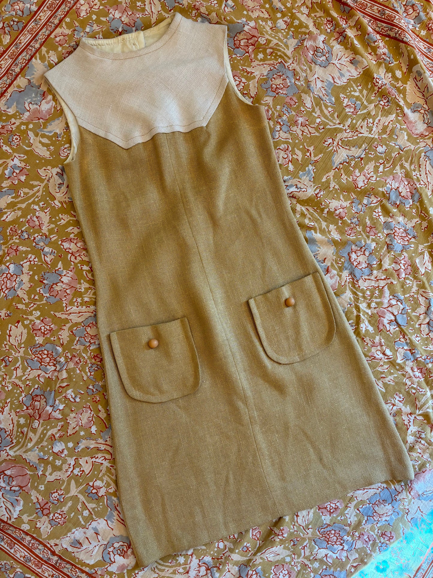 60s Two Toned Linen Dress