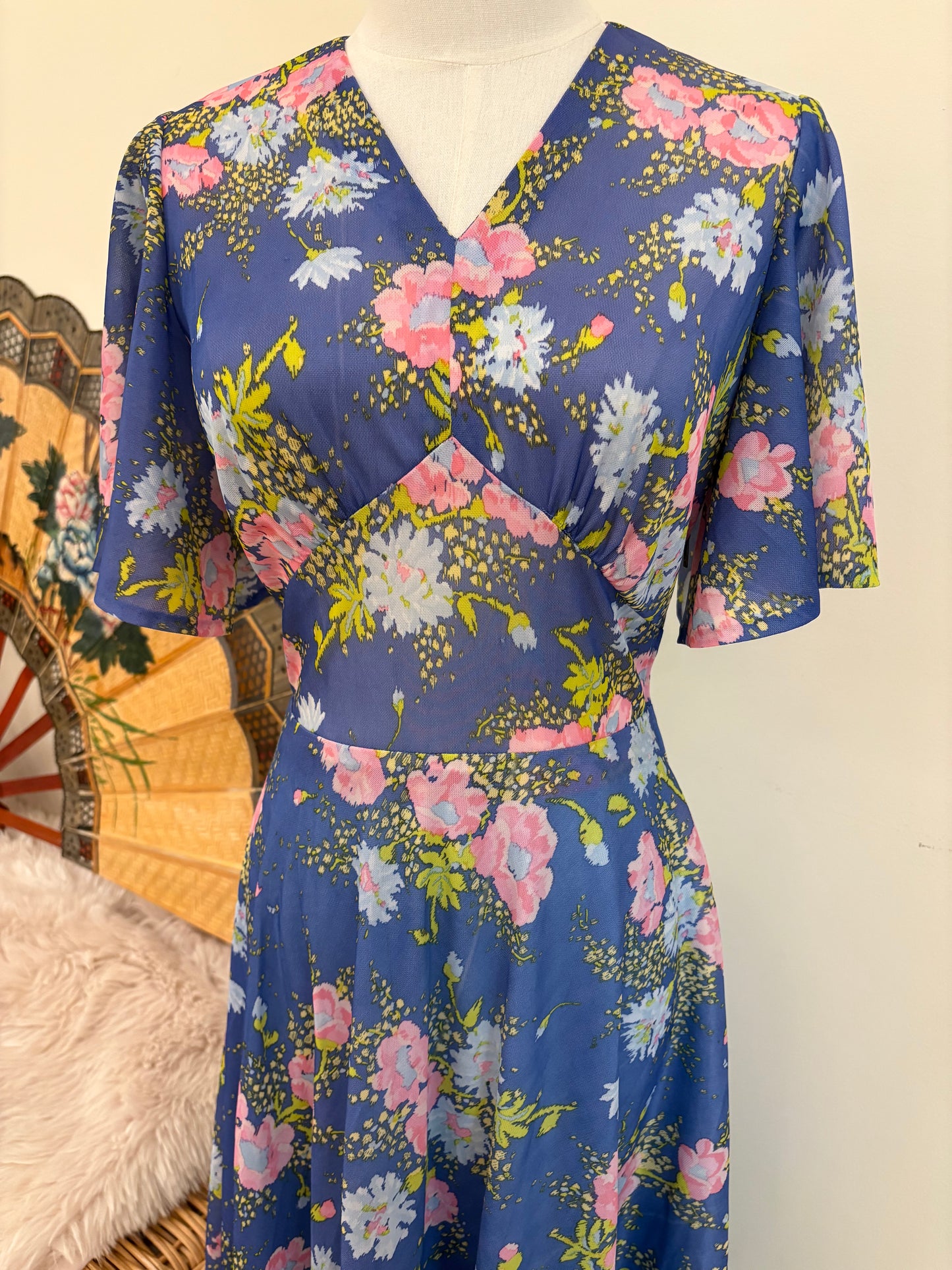 1970s Bluebell Garden Maxi Dress