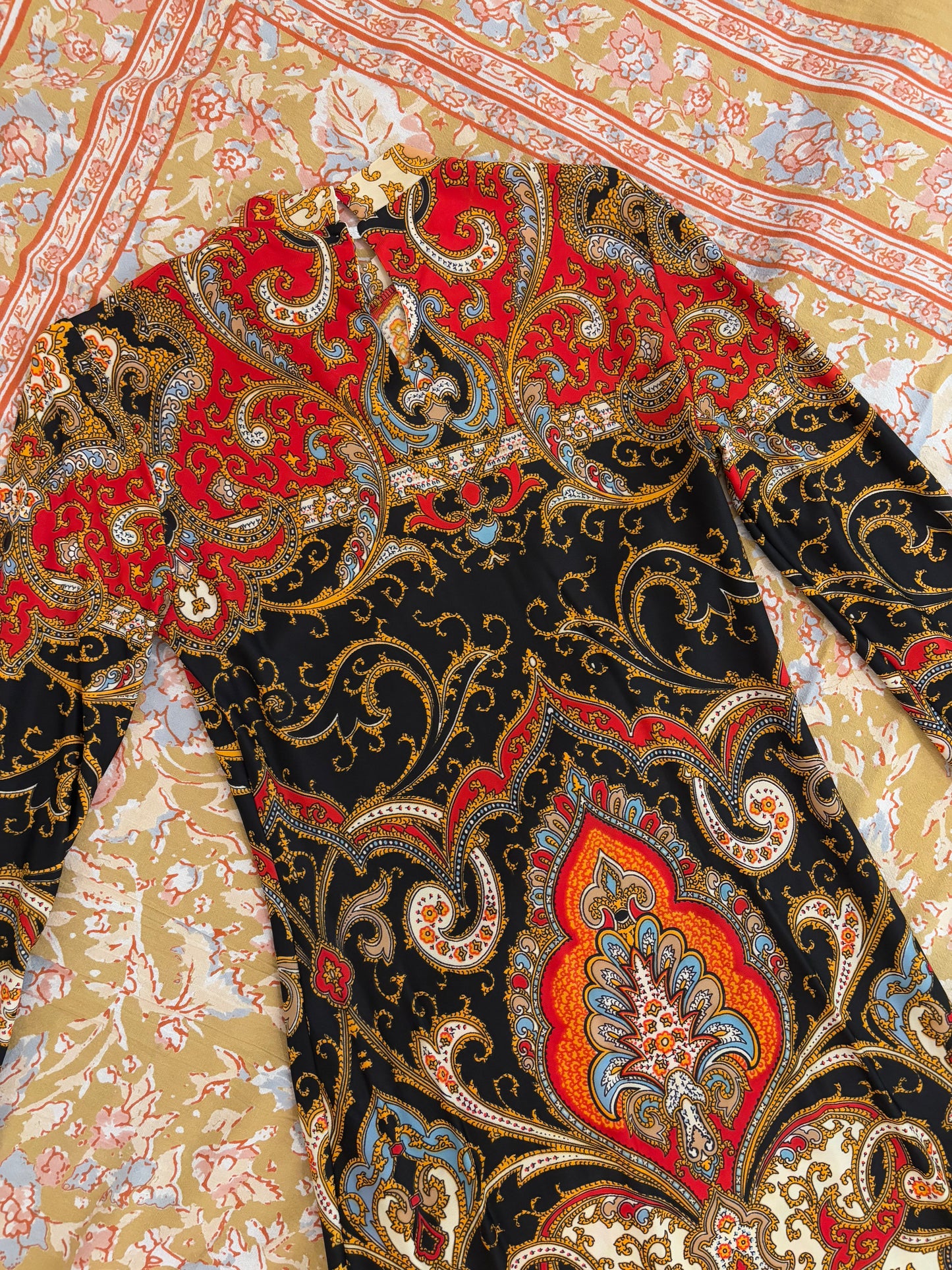 70s Paisley Print Maxi Dress