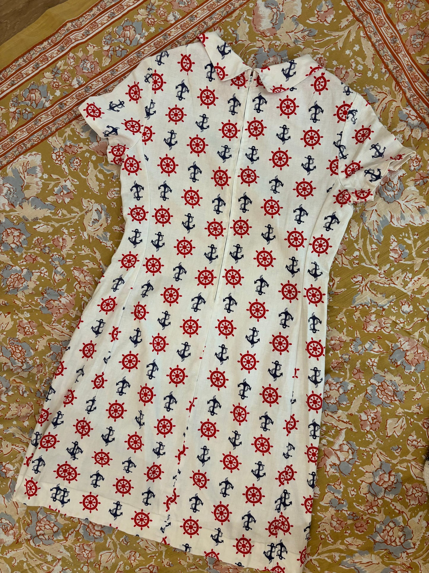 60s Sailor Print Mini Dress