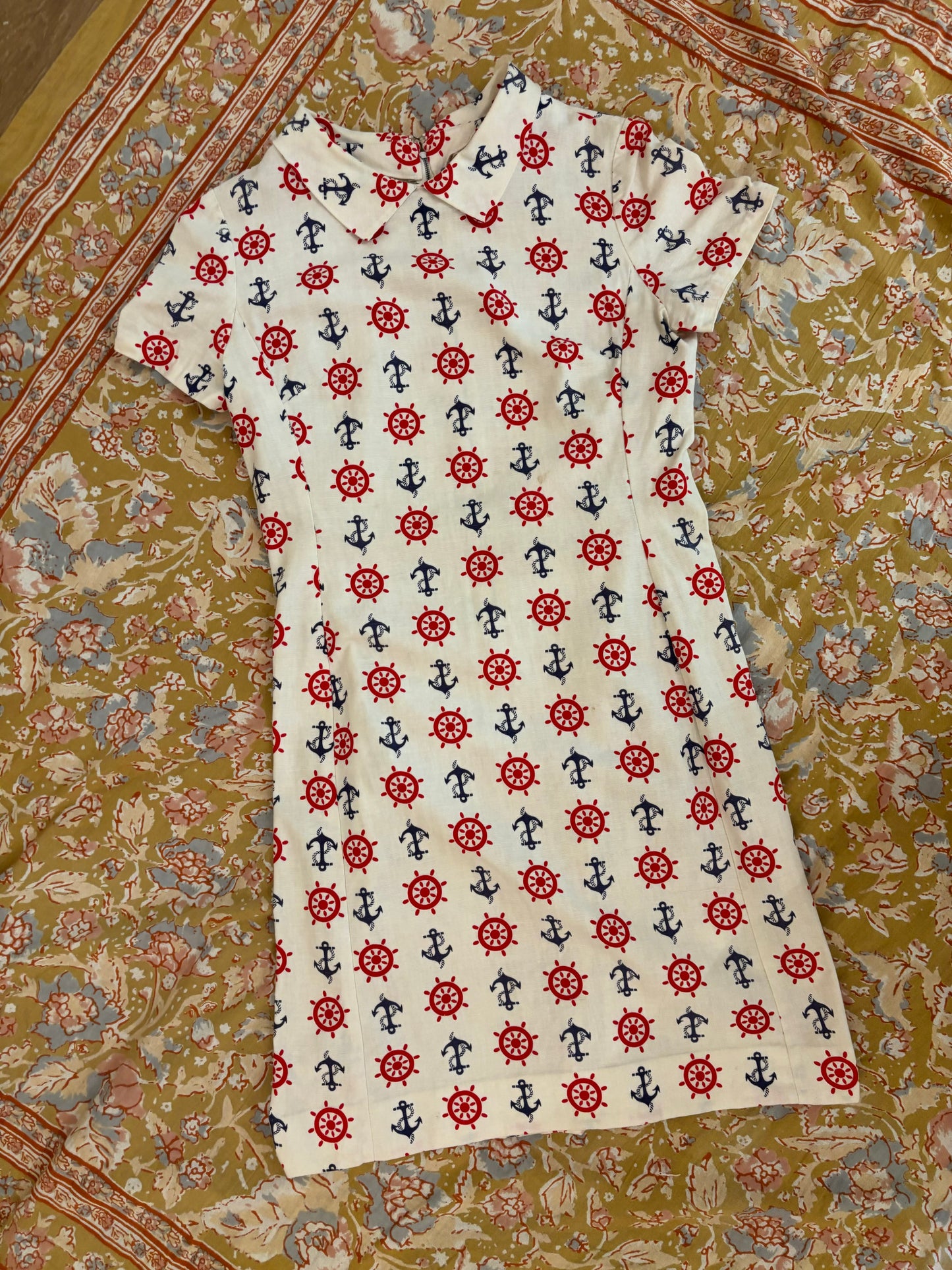 60s Sailor Print Mini Dress