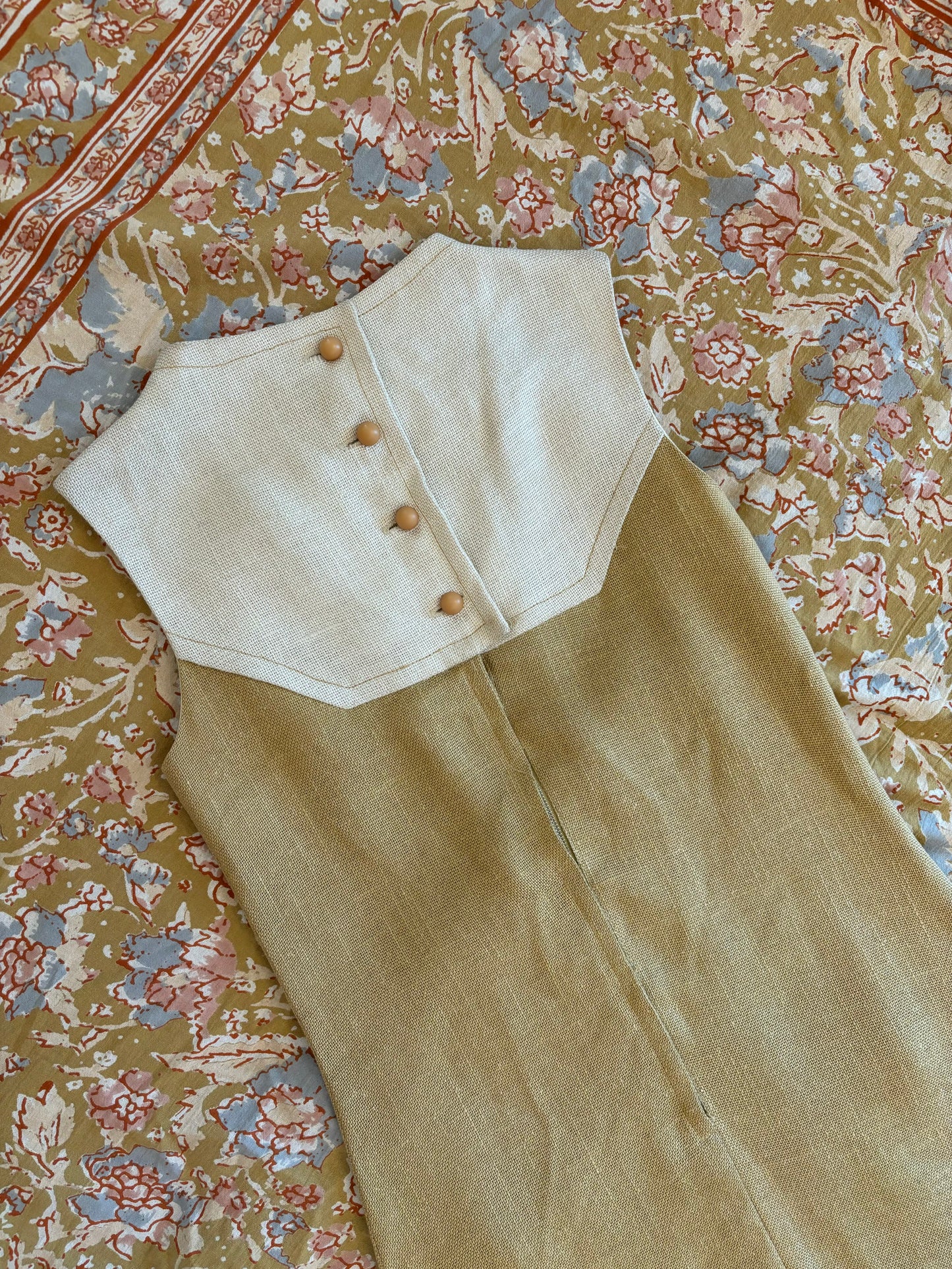 60s Two Toned Linen Dress