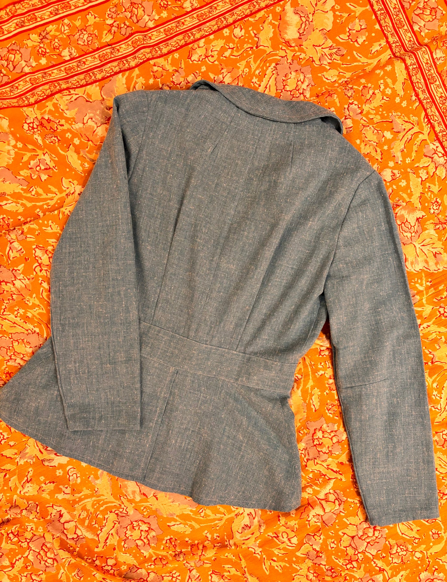 70s Blue Linen Jacket