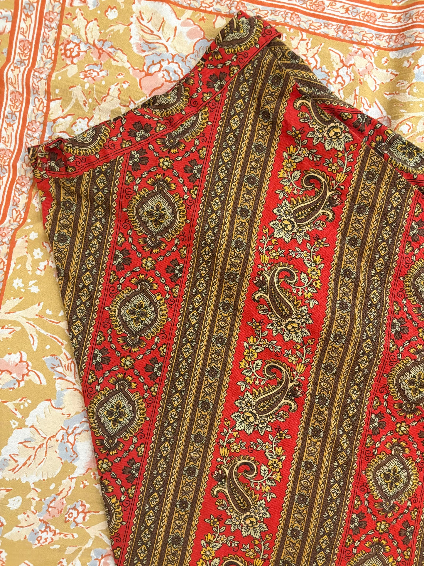 70s Paisley Print Wrap Skirt