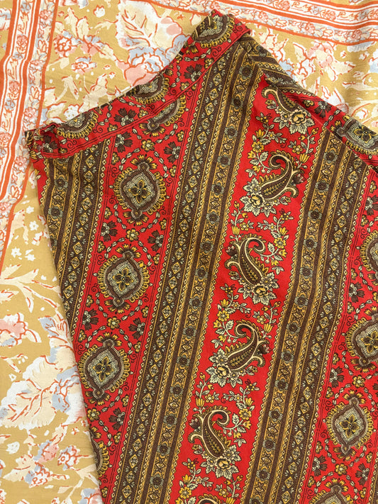 70s Paisley Print Wrap Skirt