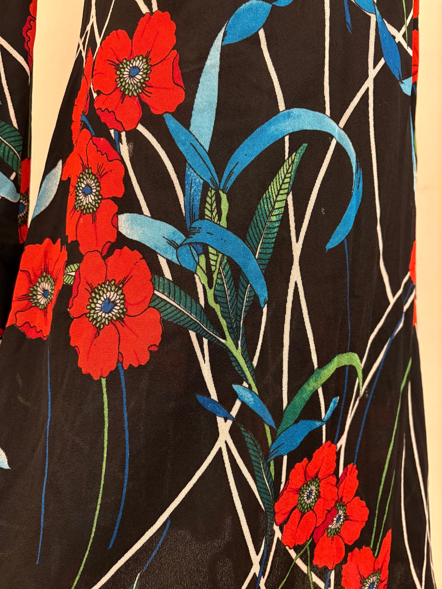 1970s Midnight Poppy Dress