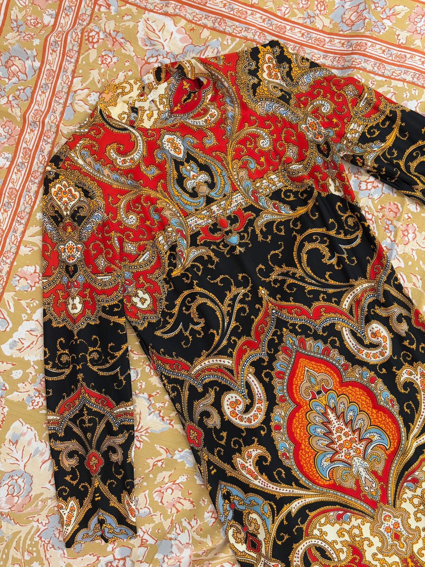 70s Paisley Print Maxi Dress