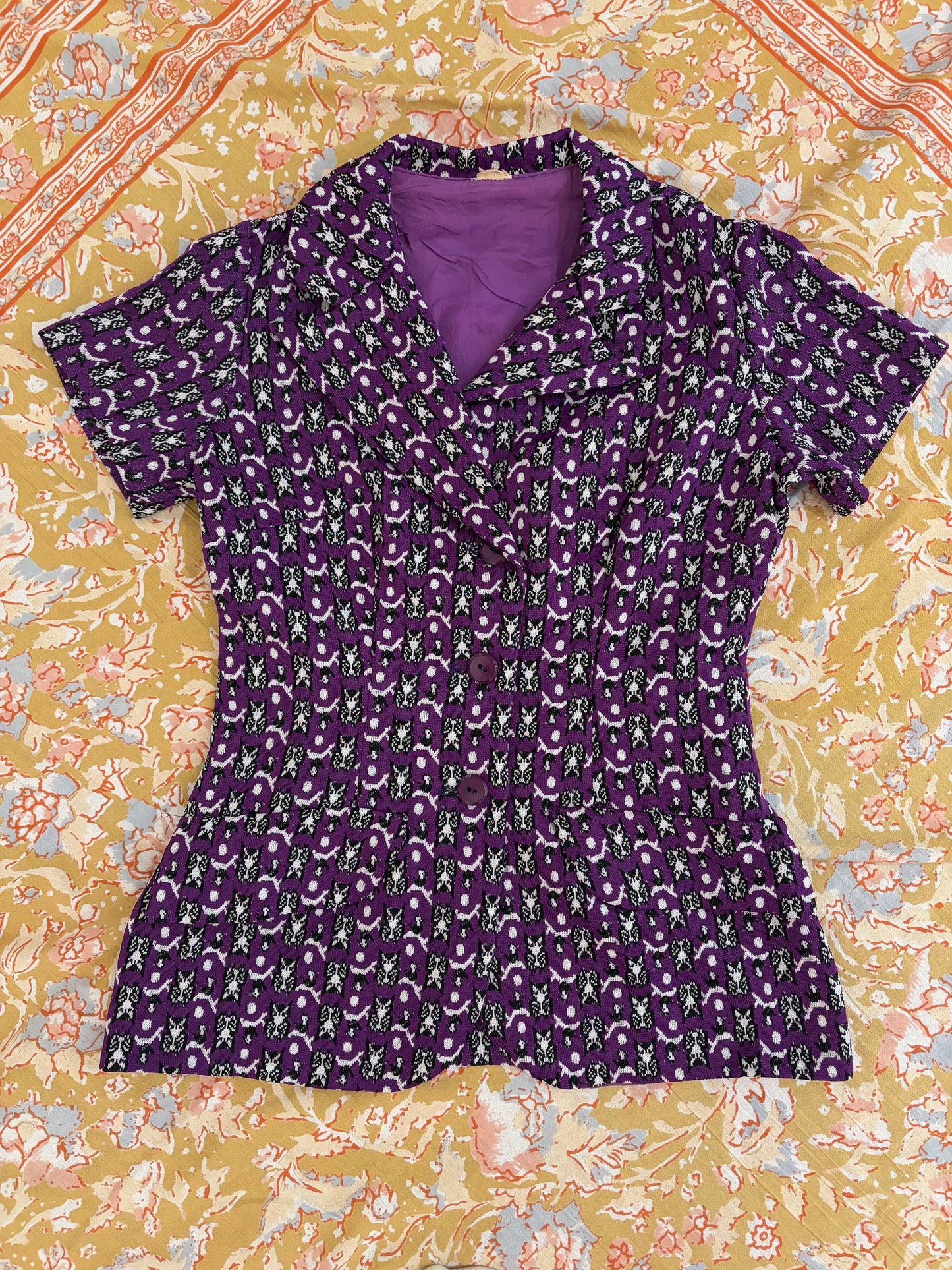 70s Owl Novelty Owl Print Top