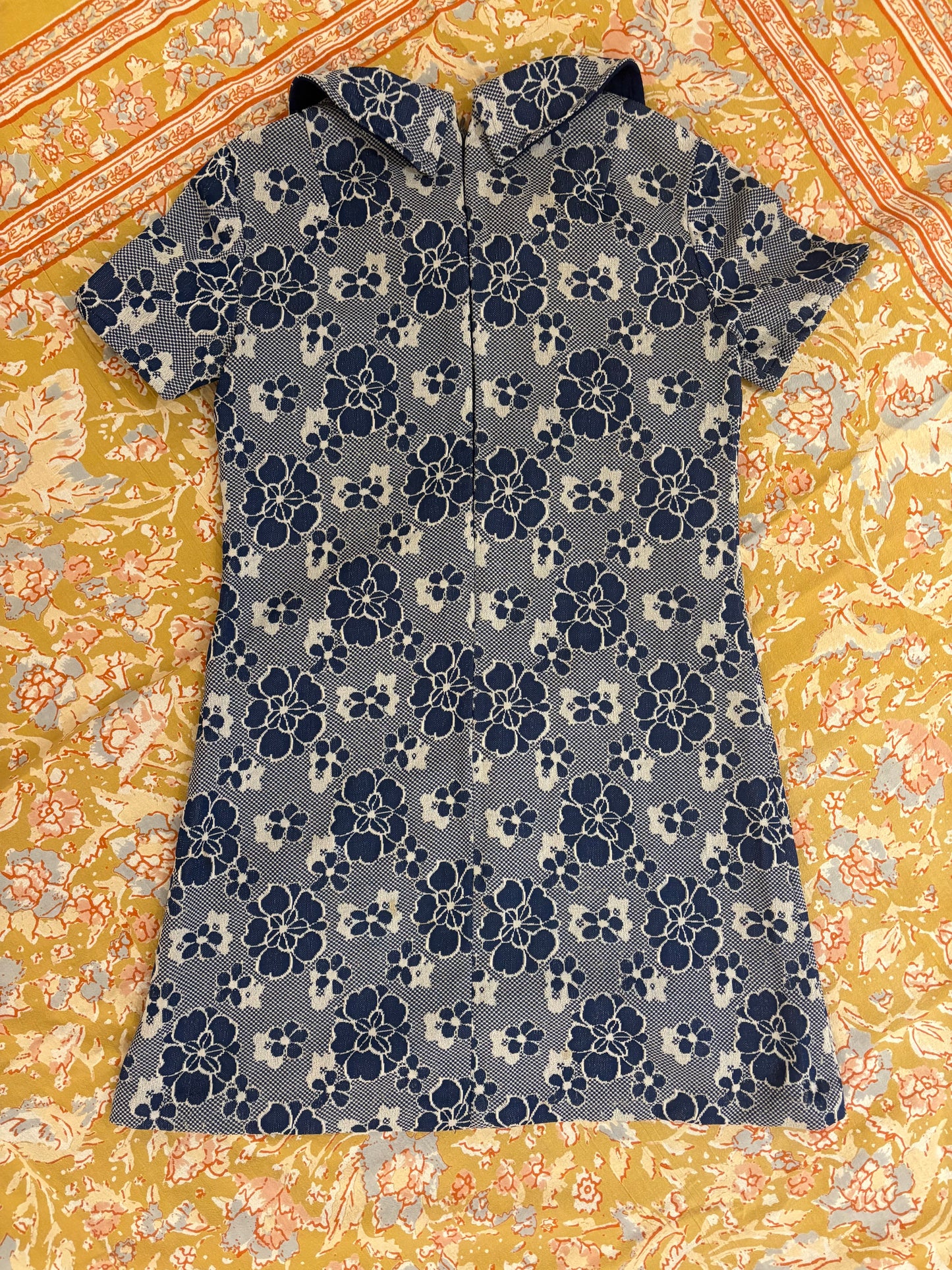 60s Navy Blossom Shift Dress