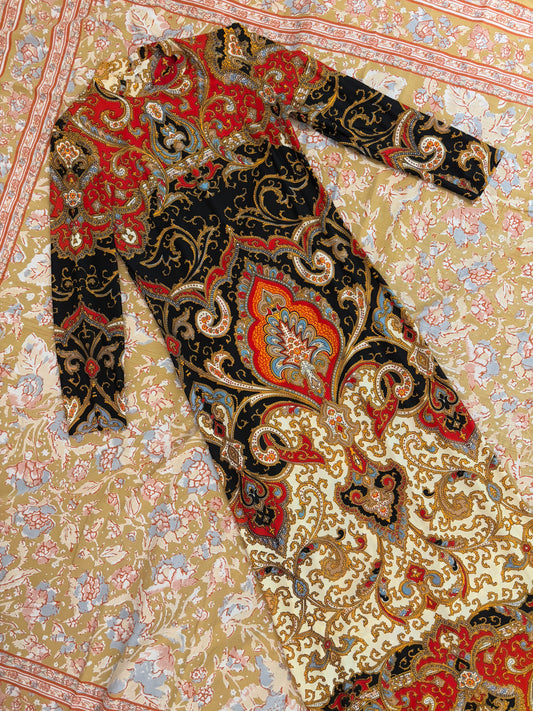 70s Paisley Print Maxi Dress