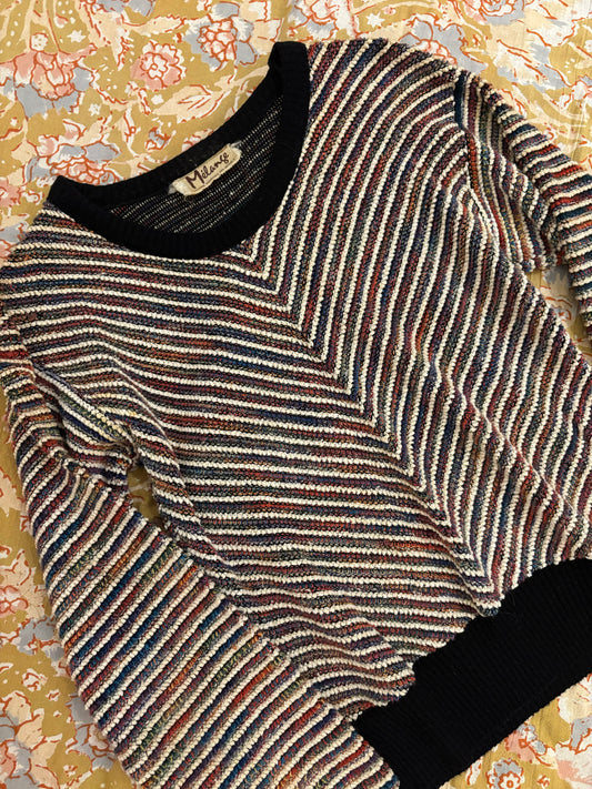 70s Rainbow Chevron Sweater