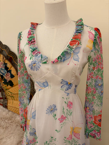 1970s Butterfly Gardens Maxi
