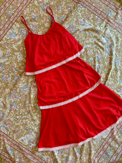 1970s Strait Lane Tiered Dress