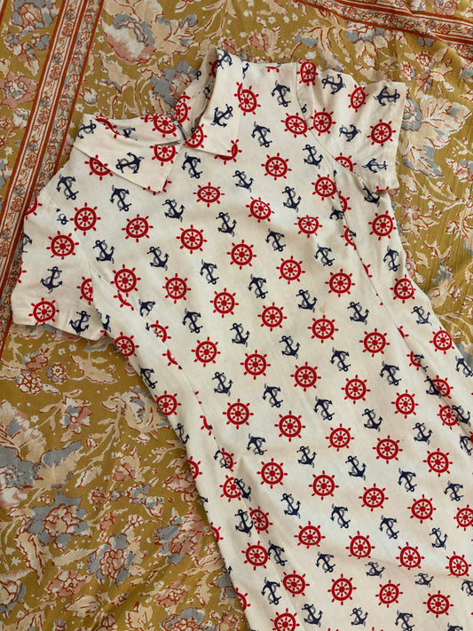 60s Sailor Print Mini Dress