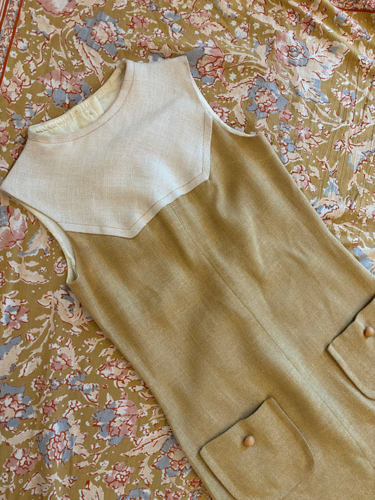 60s Two Toned Linen Dress