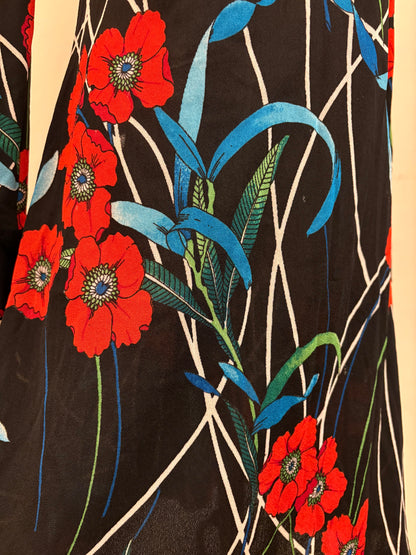 1970s Midnight Poppy Dress