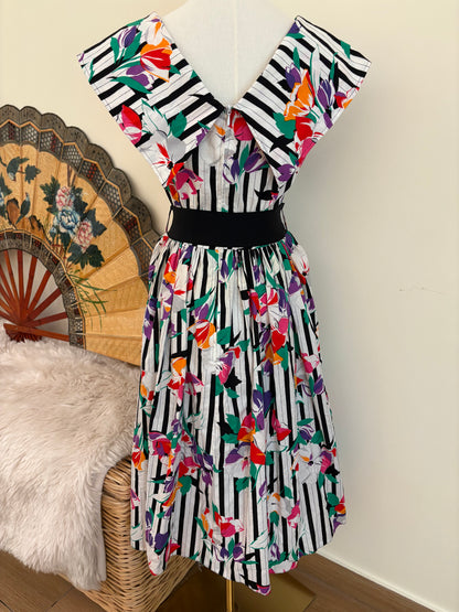 1980s Jean Claire Floral Dress
